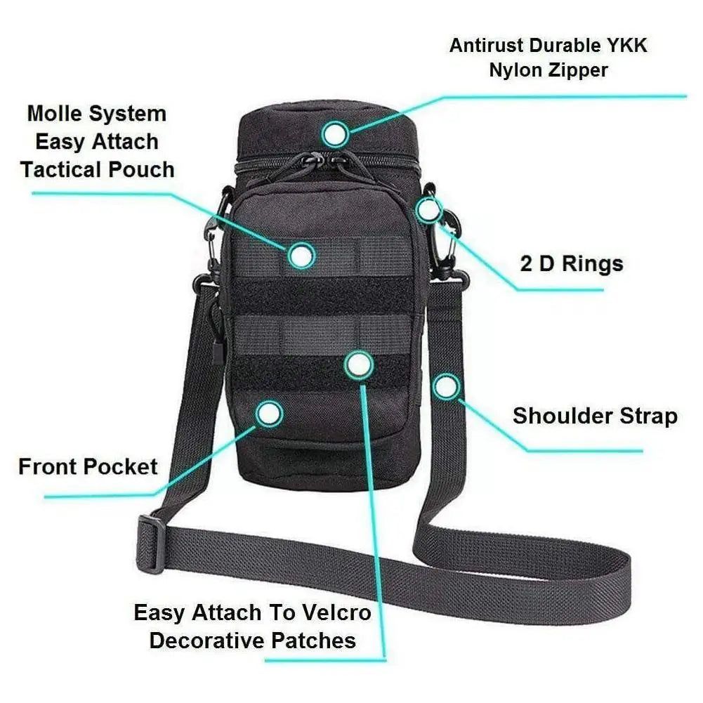 Molle Water Bottle Holder Bag Hydration Carrier Kettle Pouch with Strap Fits Up to 32 oz. For Hiking Fishing