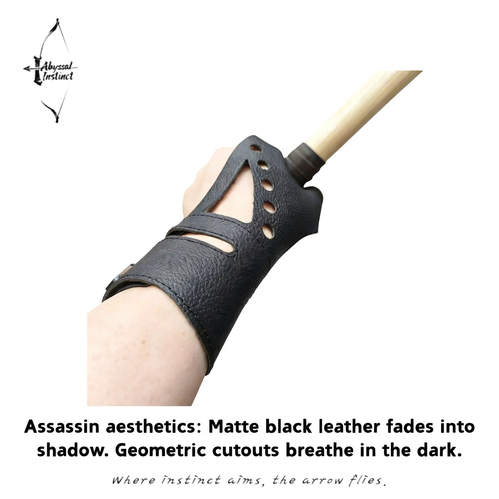 Traditional Archery, Bow Hand Guard, Fletching Cut Protection, Full-Grain Leather, Lightweight Breathable, Adjustable, Longbow,