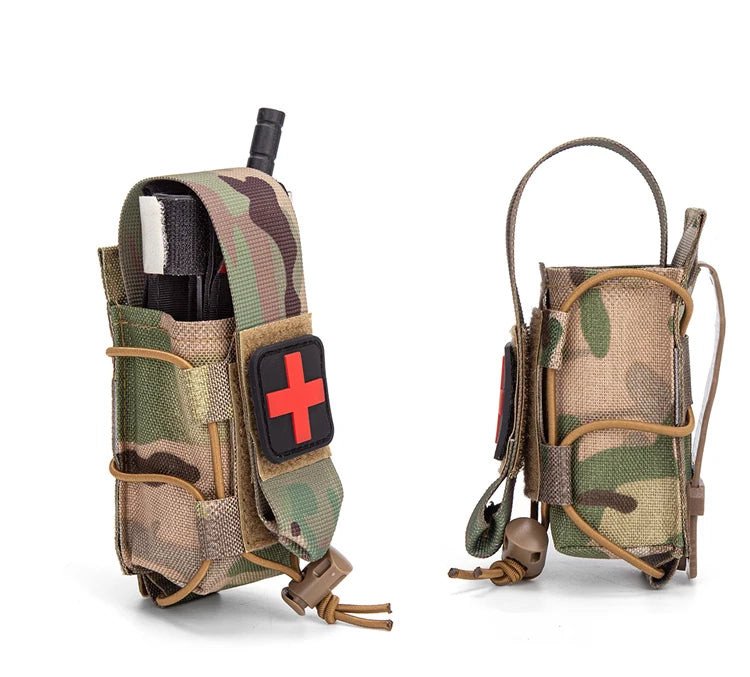 MOLLE Tourniquet Holder IFAK TQ Holder Tactical Medical Pouch Holster First Aid Kit Cross Patch/Bungee Cord