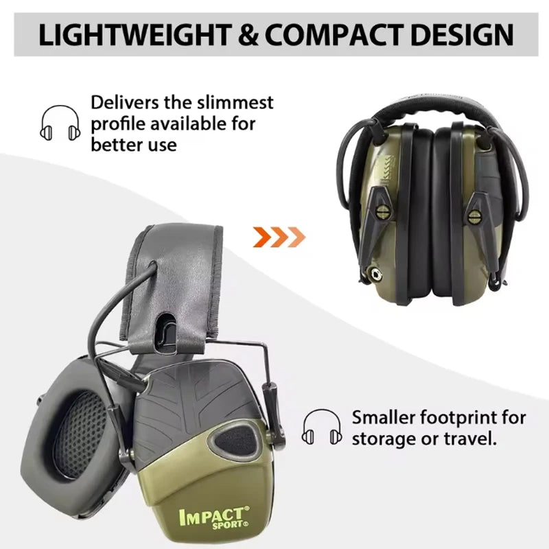 Noise-Cancelling Headphones, Impact Hearing Hunting Original Tactical Electronic Shooting Earmuffs for Outdoor Sports