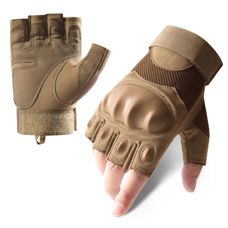 CHRLCK Men's Wear-resistant Cycling Tactics Gloves Anti-Scratch Half Finger Hiking Gloves Summer Non-Slip Camping Gloves Unisex