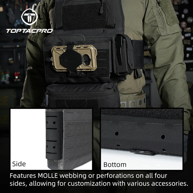 TOPTACPRO Tactical Front Panel Multifunctional Chest Rig Front Panel Laser Cut G Hook Buckles MOLLE Front Pouch 8539