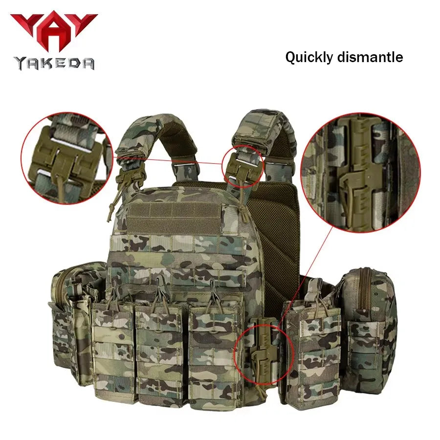 YAKEDA Tactical Vest 6094 Fast detachable light laser cut outdoor hunting black gear carry vest of high quality