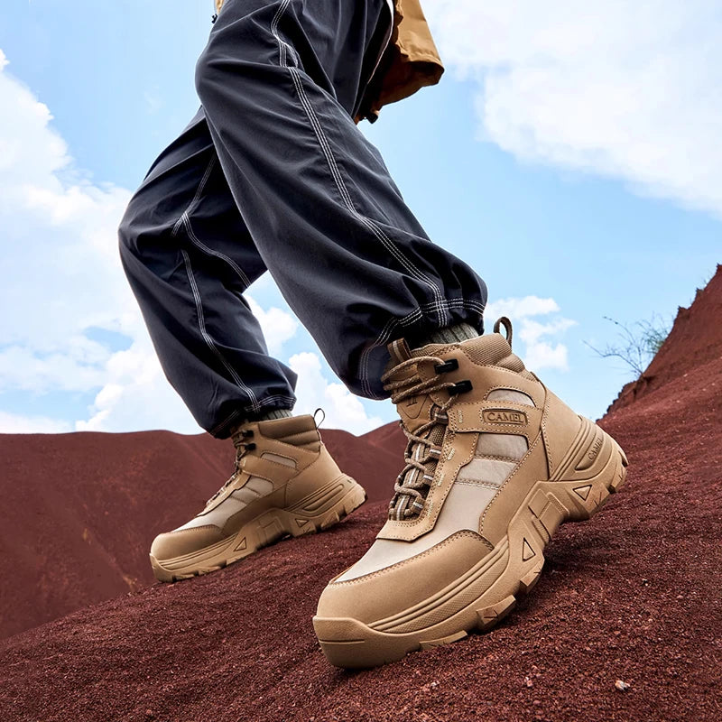 GOLDEN CAMEL Men's Hiking Shoes Waterproof Workwear Men's Boots Climbing Tactical Combat Boots Trekking Shoes for Men Autumn New