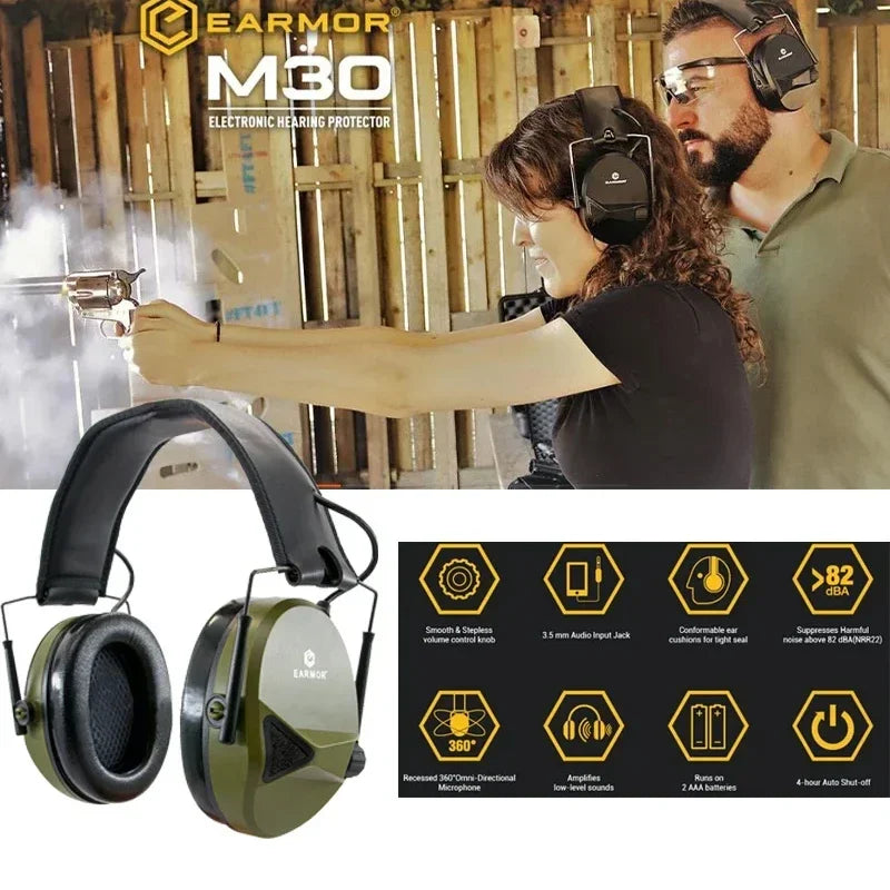 Electronic Design Earmuffs EARMOR M30 Shooting Ear Defenders Tactical Noise Canceling Headphones Hearing Protection Earmuffs