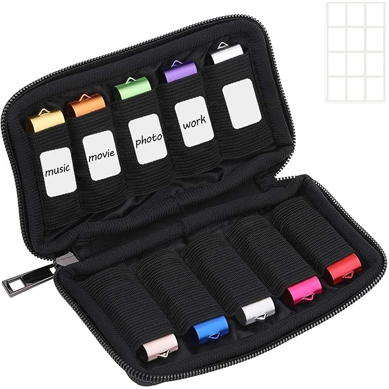10 20 Slots USB Flash Drive Case With Labels Thumb Drive Holder Case USB Organizer Storage Bag Organizer For USB Memory Stick