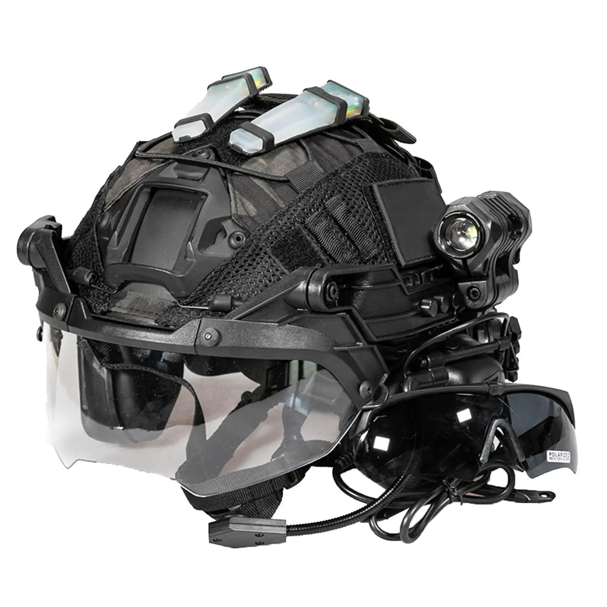 Tactical FAST High-Cut Helmet Set with Headphones Flashlight Helmet Light Protection Goggles for CS Airsoft Shooting Training