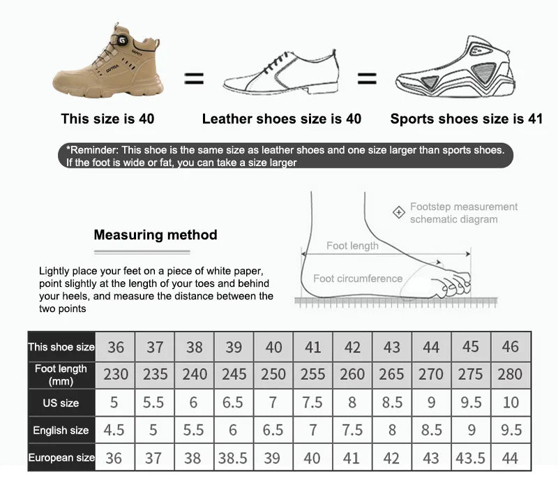 Men Rotary Button Safety Work Shoes Anti Smash Anti Puncture Steel Toe Indestructible Labor Protection Boots