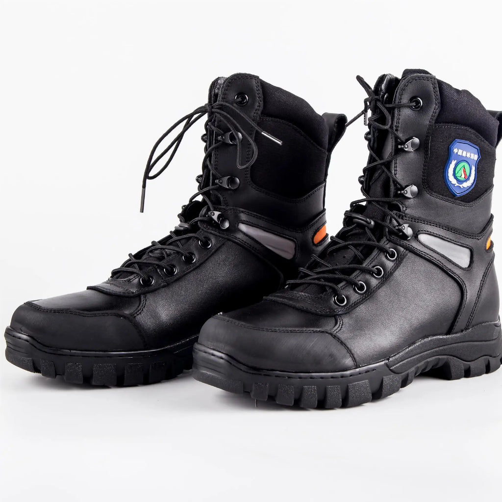 Anti Smashing Puncture Cowhide Material Forest Protection Combat Boots Emergency Rescue Outdoor Hunting Protective Labor Shoes