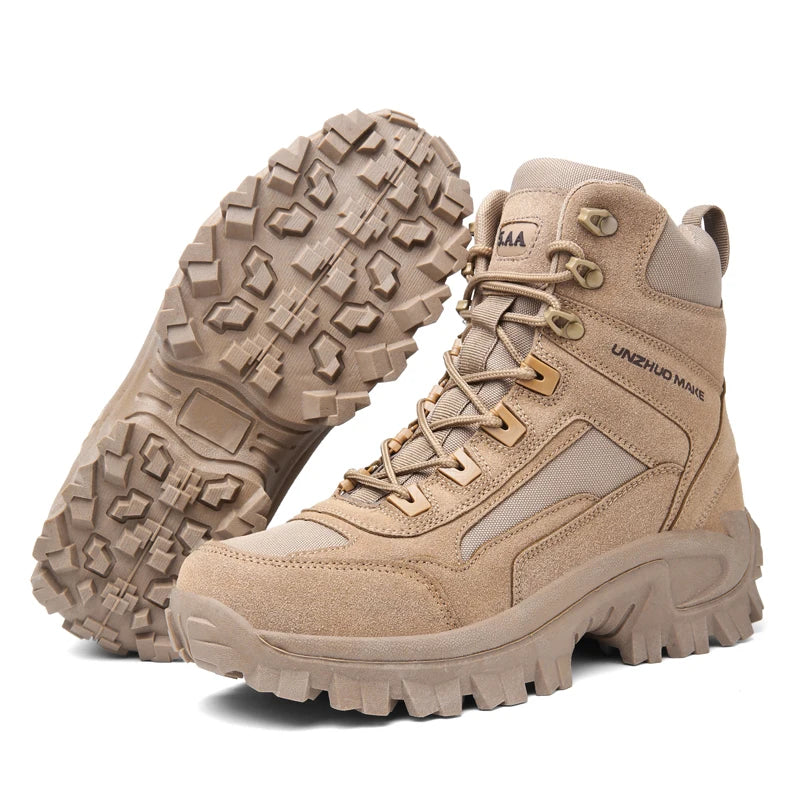 New men's hiking boots, breathable special forces desert tactical high top boots, outdoor waterproof combat boots, warm snow boo