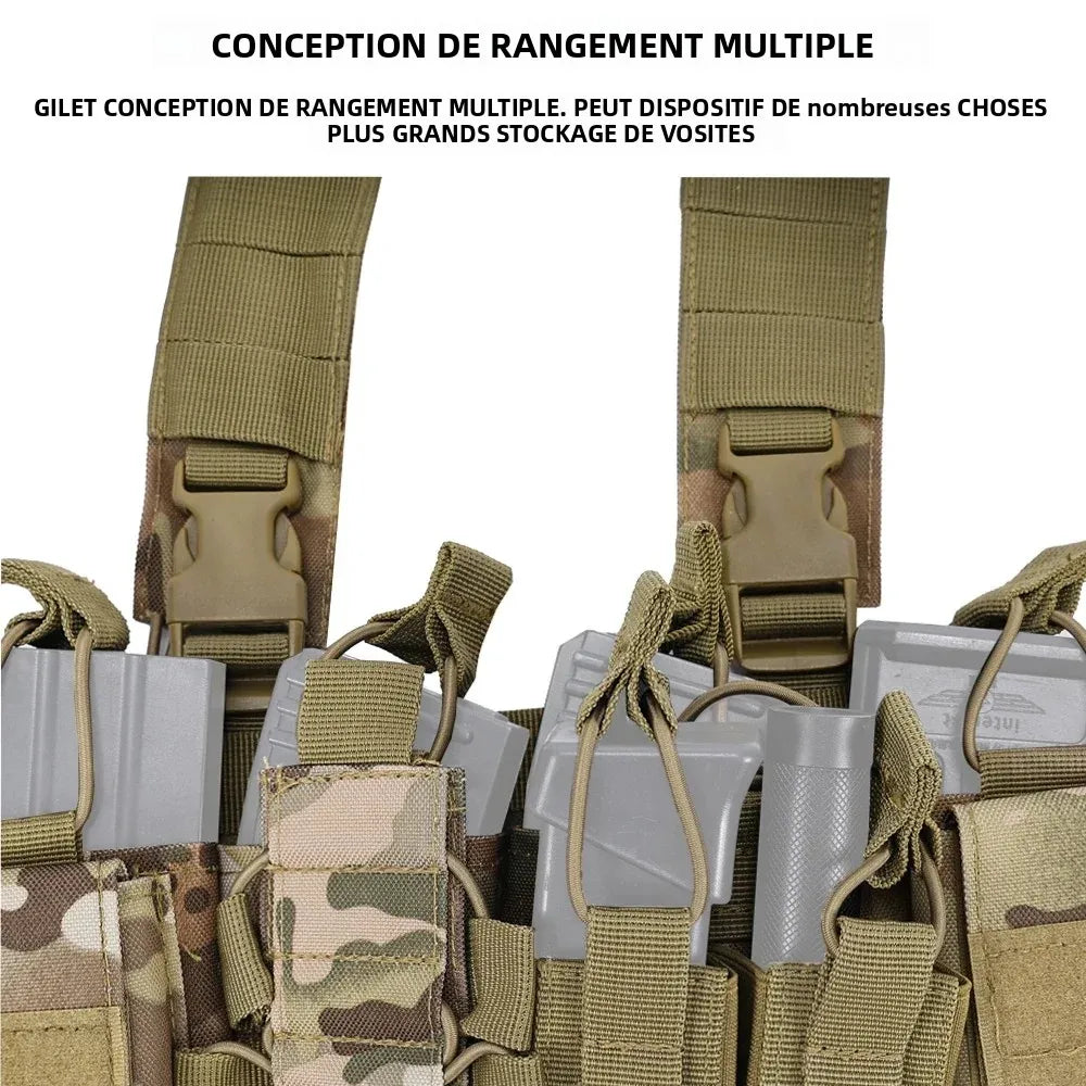 Tactical Chest Equipment Bag Molle with Magazine Bag Outdoor Hunting Chest Hanging Waterproof Nylon Front Bag