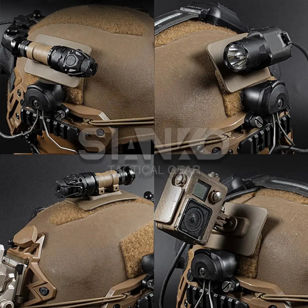 Tactical Airsoft Helmet Mount Flashlight/Action Camera Generic Adapter Bracket Kit Accessory for Outdoor Hunting CS Game