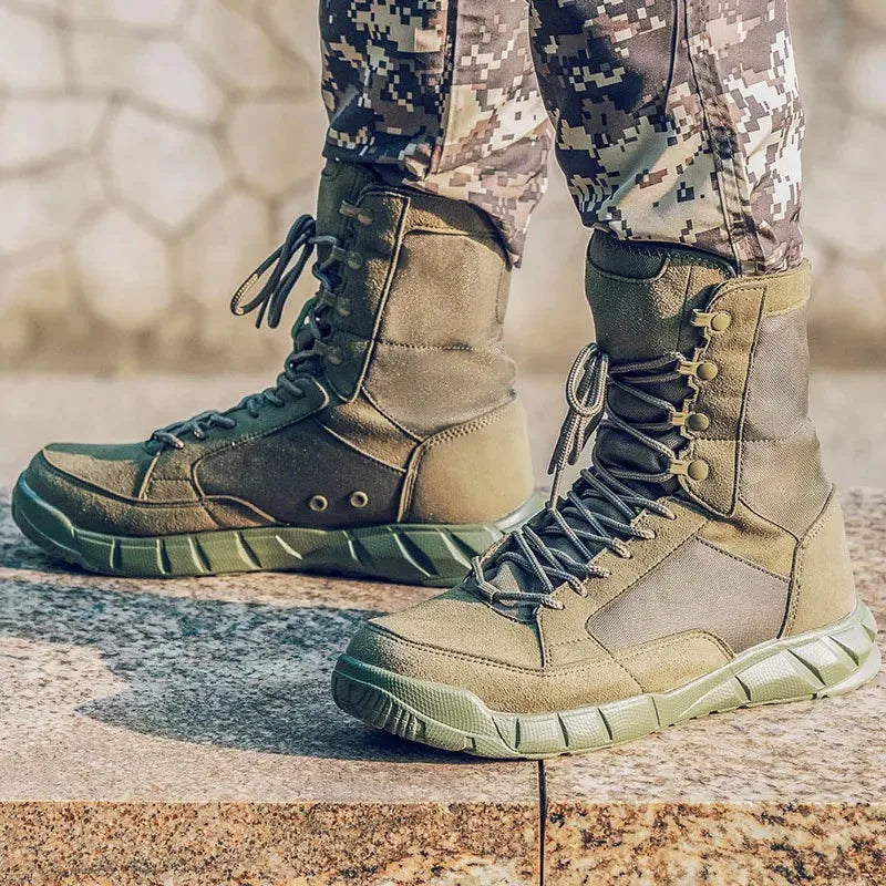 Men's Outdoor Desert Boots Green Ultralight Breathable Spring Autumn Hiking Training Shoes Boots