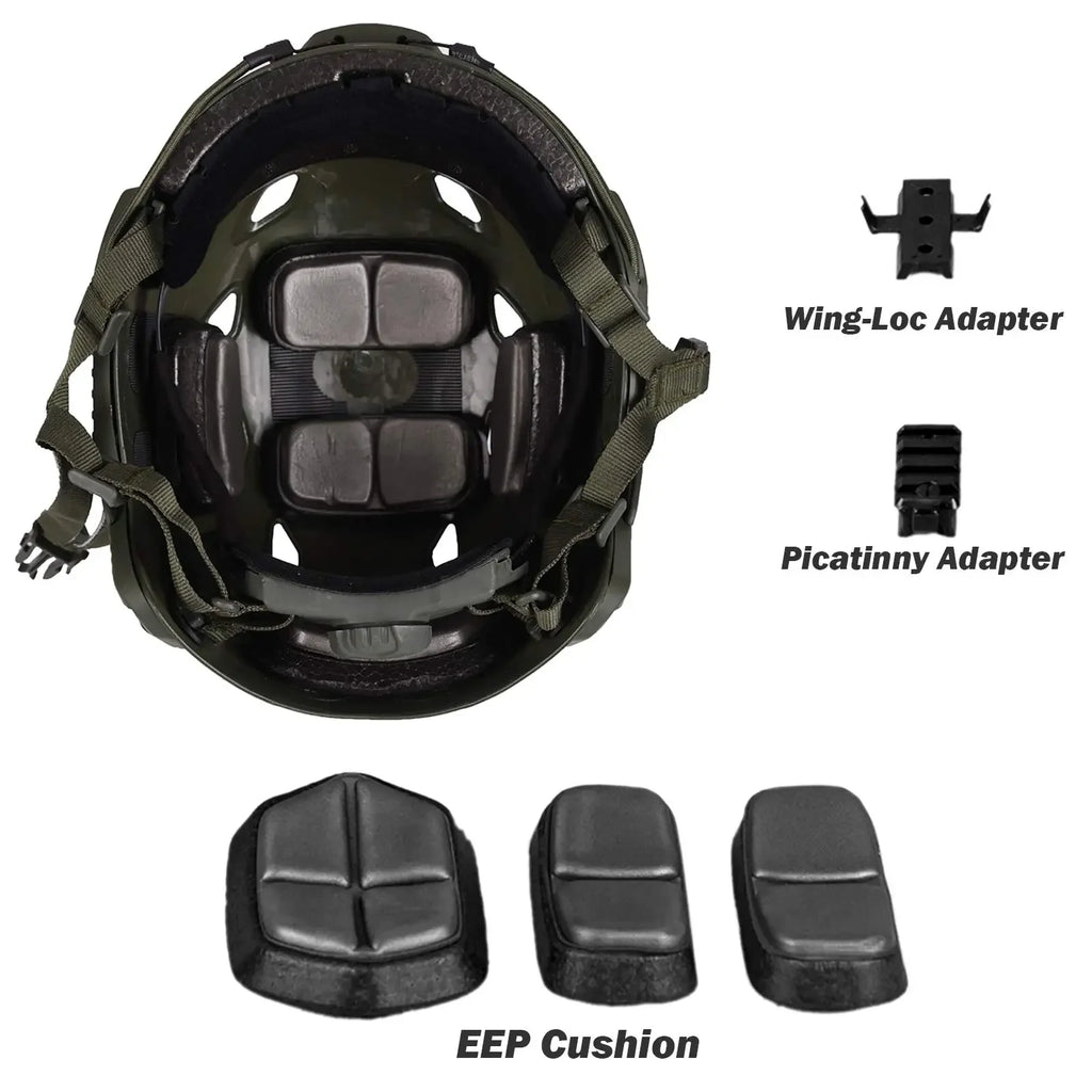 FAST MH Tactical Airsoft Bump Helmet Adjustable knob w/ NVG Mount & Side Rail Special Combat Training Team