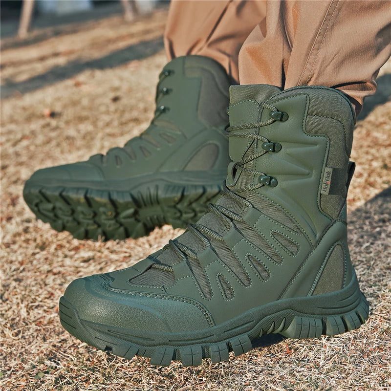 Big Size 39-47 Desert Tactical Mens Boots Waterproof Hiking Shoes Wear-resistant Anti Slip Outdoor Field Training Hunting Boots
