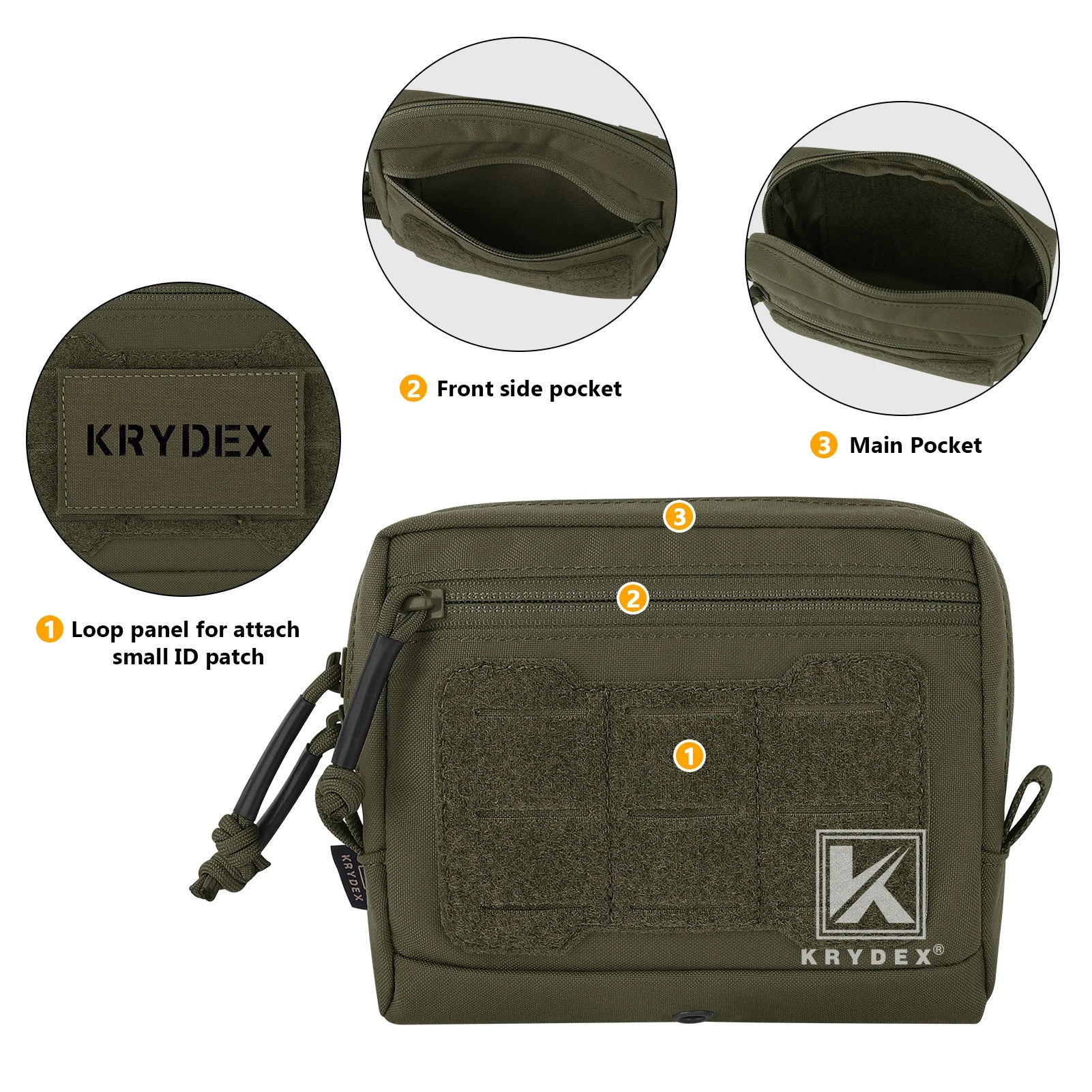 KRYDEX Tactical GP Pouch Utility EDC MOLLE Storage Bag General Purpose Pouch For Chest Rig Vest Duty Belt Backpack