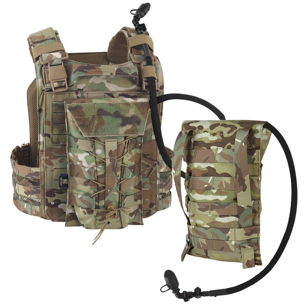 KRYDEX Tactical 50 oz Hydration Carrier Pack MOLLE Pouch Modular 1.5L Water Bladder Bags Outdoor Hiking Camping Accessories
