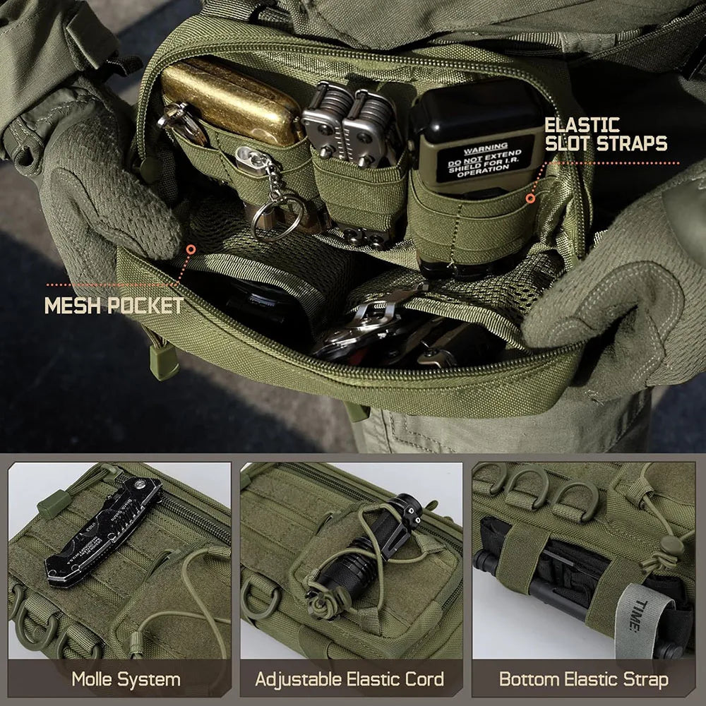 Tactical Molle Storage Bag Outdoor Sports Mobile Phone Pouch Men Belt Fanny Pack Belt Zipper Utility Waist Bag EDC Tool Pouch