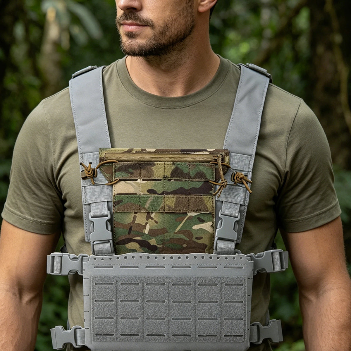 Adjustable Molle Chest Rigs Reusable Tactic Chest Armor Management Panel Hunting Vest Panels for Navigation Phone Carrier