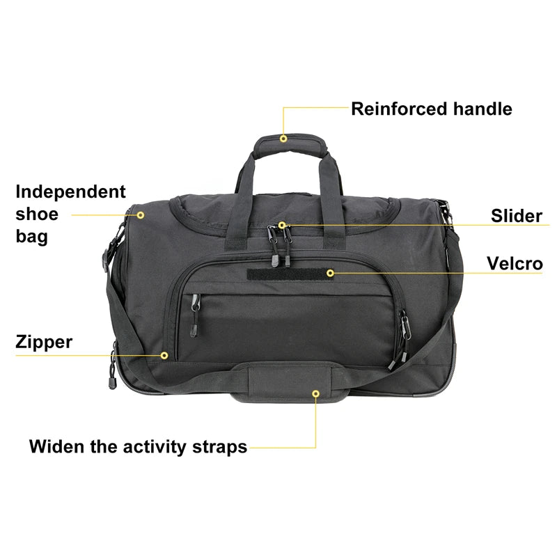 LQARMY 40L Waterproof Gym Bag Men Sports Travel Bags Tactical Duffle Luggage Outdoor Fitness Training Bag