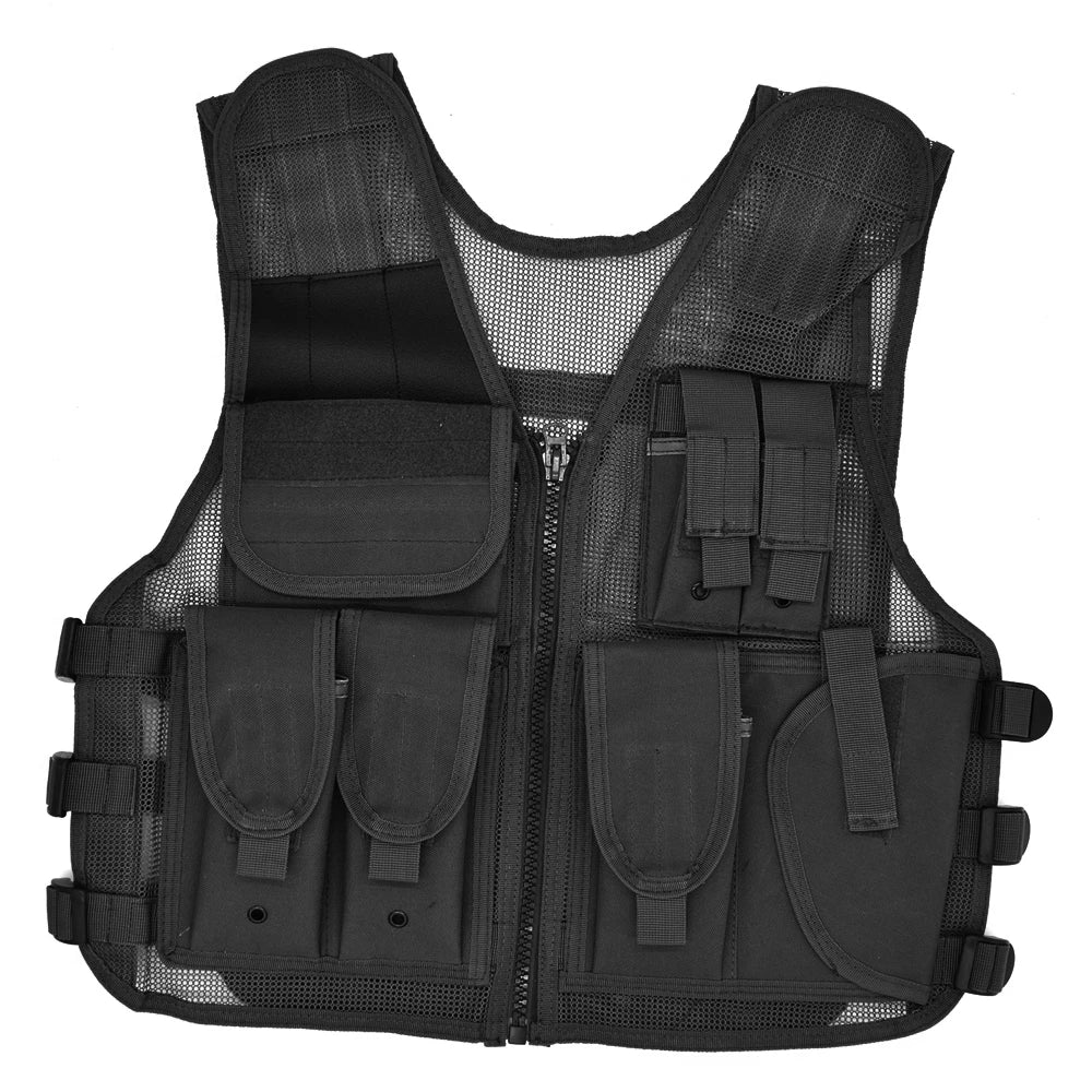 :Tactical Mesh Vest for Men and Women, Military Hunting Molle Vest, Fishing Quick Dry Jacket, with Multi-Pocket, Adjustable Size