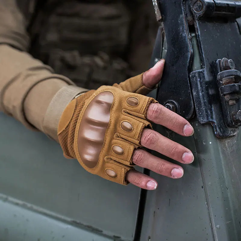 CHRLCK Men's Wear-resistant Cycling Tactics Gloves Anti-Scratch Half Finger Hiking Gloves Summer Non-Slip Camping Gloves Unisex