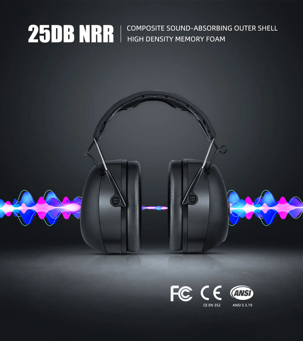 HOCAZOR Electronic Hearing Protection Bluetooth 5.3 Music Headphones for Mowing Noise Cancelling Earmuffs Security Protecter