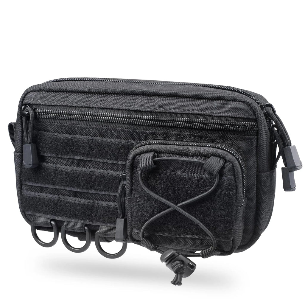 Tactical Molle Horizontal Admin Pouch with Front Drawstring Pocket EMT Pouch EDC Utility Orgaznier Bag