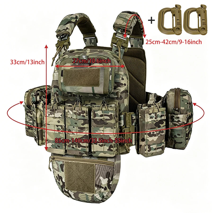 Outdoor hunting vest with 2 water bags, multiple specifications, detachable, and includes training and exploration equipment