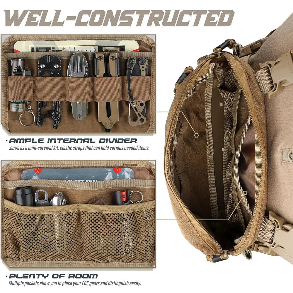 Tactical Chest Bag Backpack Camping Hunting Fishing Travel Molle Vest EDC Front Pouch Outdoor Recon Kit Pack Waist Shoulder Bags