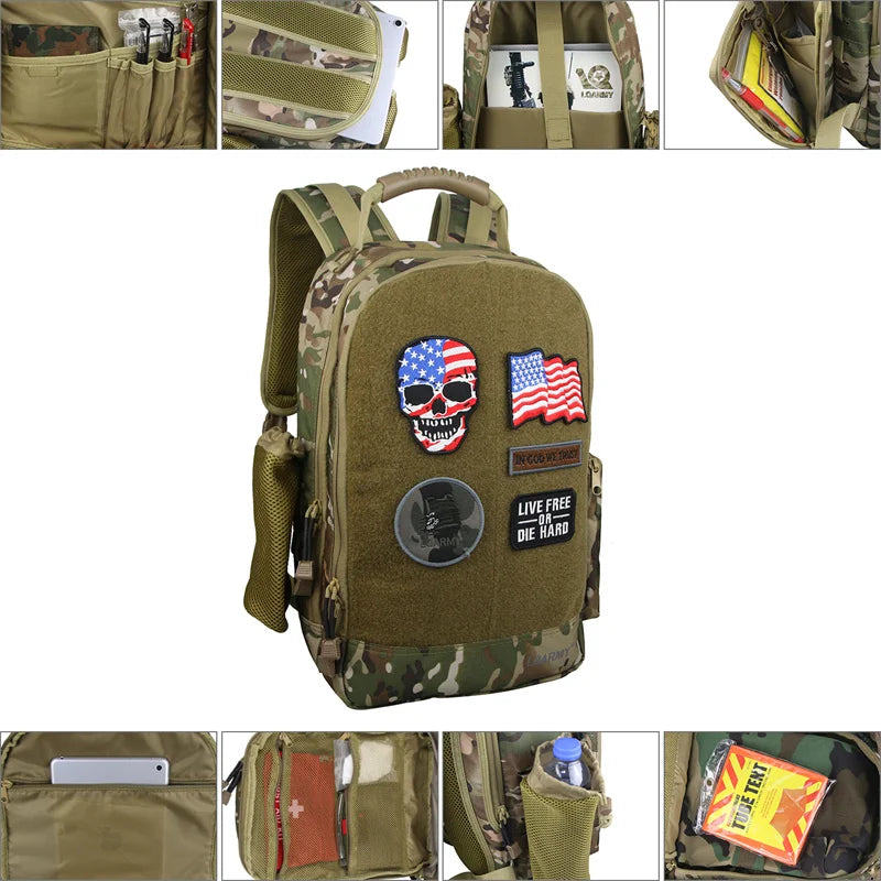LQARMY 35L Outdoor Tactical Backpack Military Rucksacks Men Waterproof Multi-function Military Tactical Laptop Bag