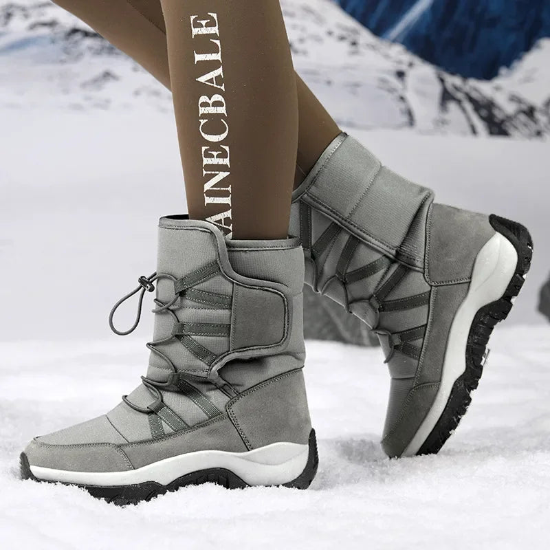 New Winter Hiking Boots Warm Plush Men's Boots High Top Couple Snow Boots Winter Outdoor Anti-Slip Ankle Boots Work Casual Boots
