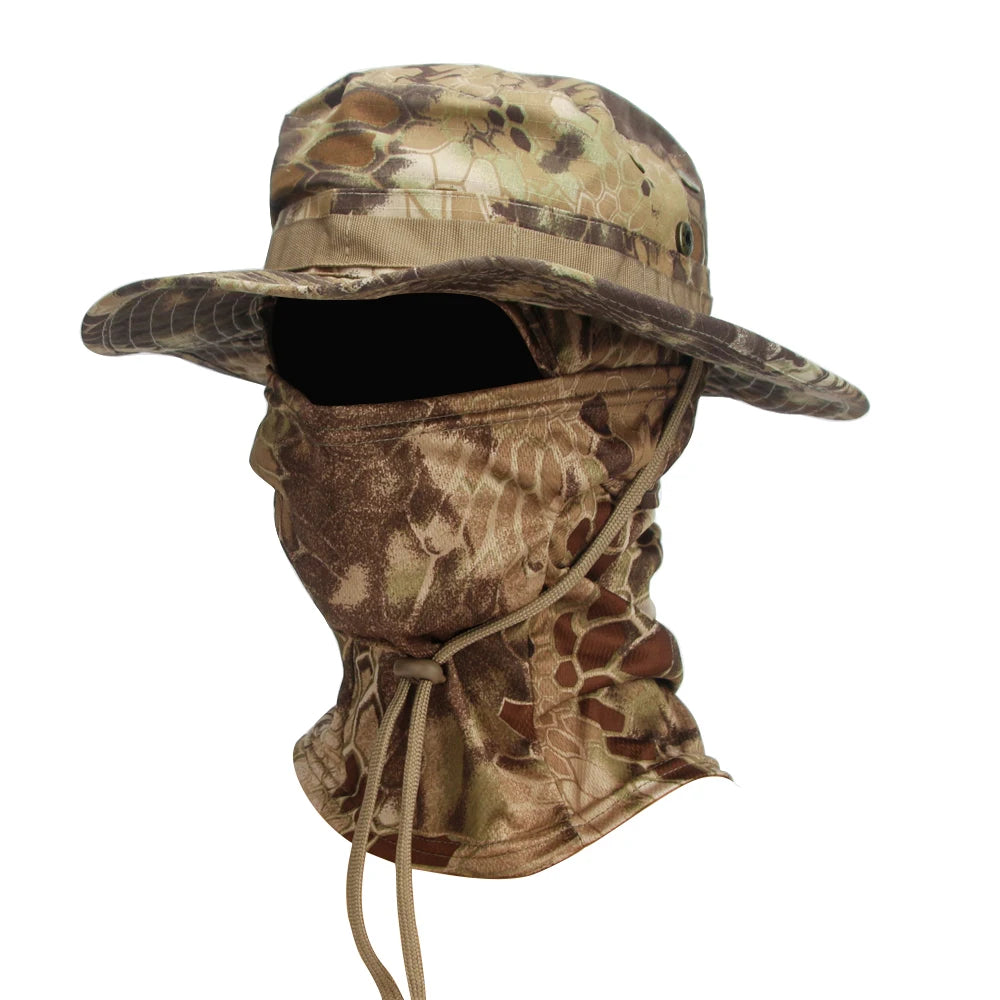 Men's Sun Protection Wide Brim Hat With Balaclava Mix Set Breathable Hunting Hat Outdoor Camping Hiking Fishing Cap