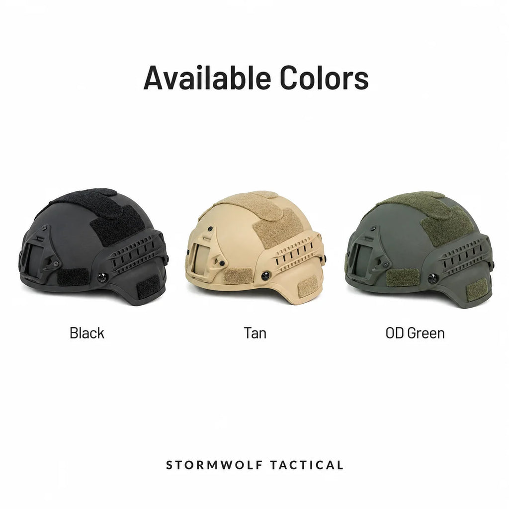 ABS MICH Style Outdoor Sports Helmet Lightweight Headgear with Side Rail Adjustable Fit for Outdoor Training