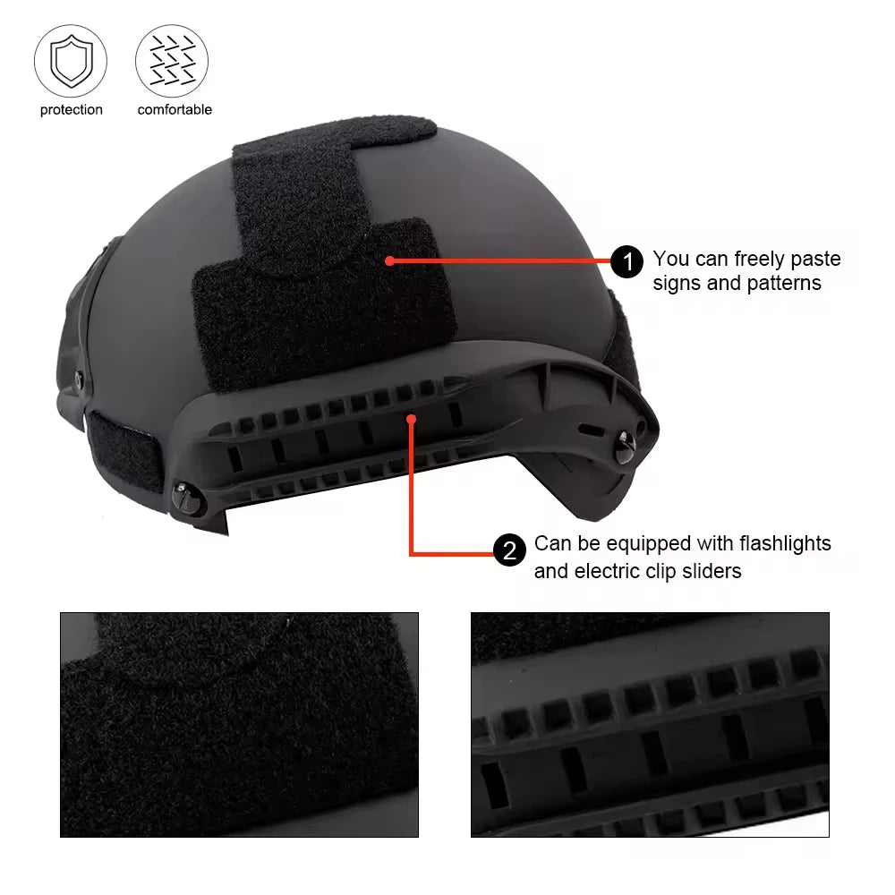 BOOIU Tactical MICH2001 Helmet Airsoft FAST Helmet Tactical Helmet Outdoor Sport CS Hunting Riding Military Safety Protect Gear