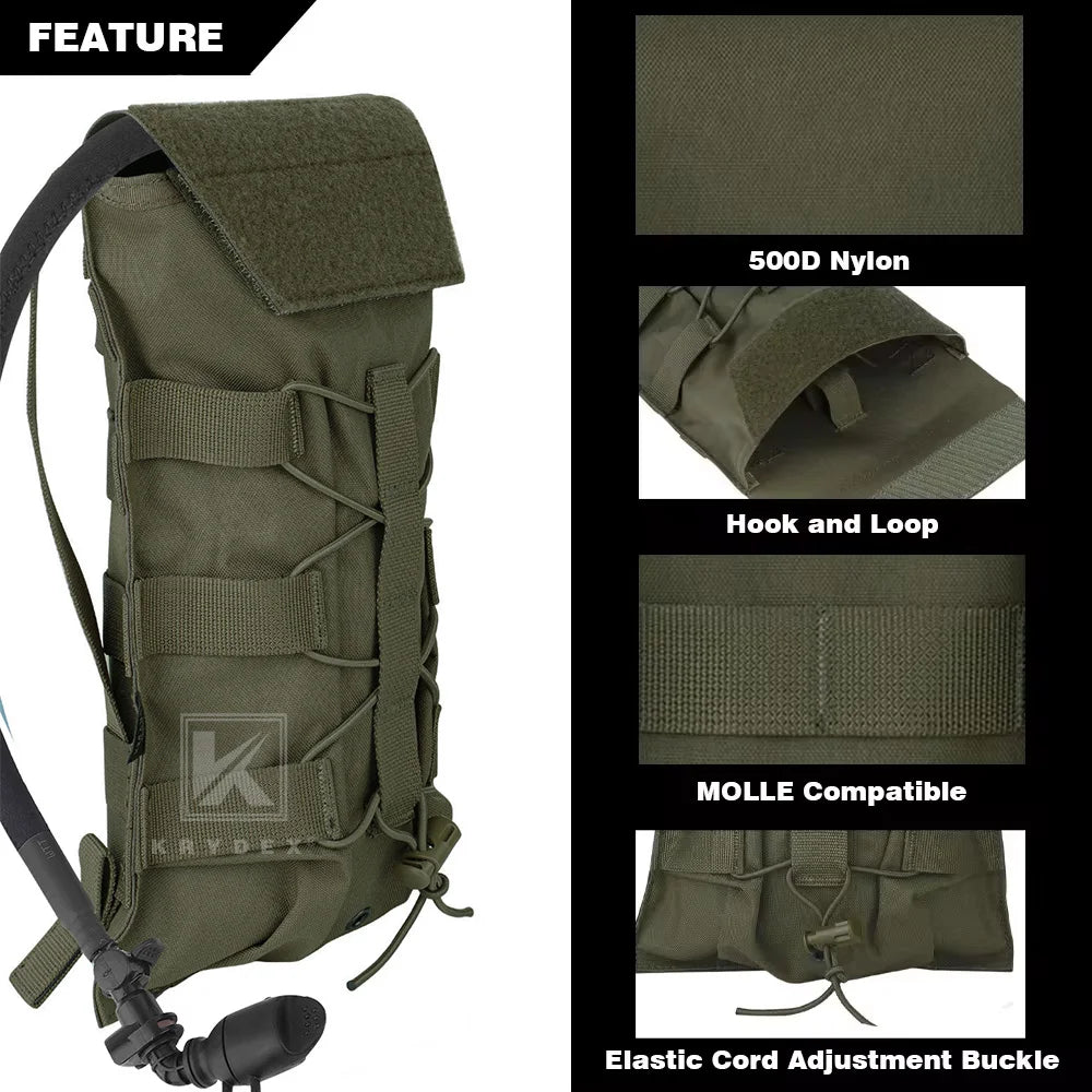 KRYDEX 500D Tactical 50 oz Hydration Carrier MOLLE Pouch Modular 1.5L Water Bladder Bag Pack Hunting Outdoor Hiking Accessories