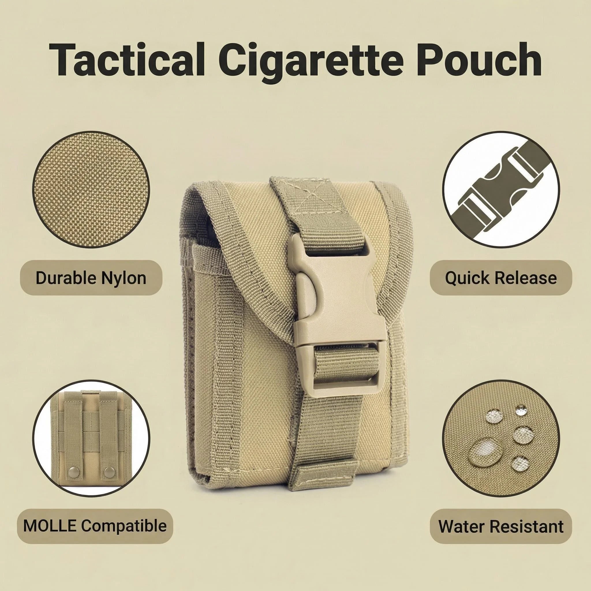 MOLLE EDC Cigarette Pouch Tactical Utility Pouch Belt Waist Bag for Daily Use and Outdoor Hiking Hunting Fishing