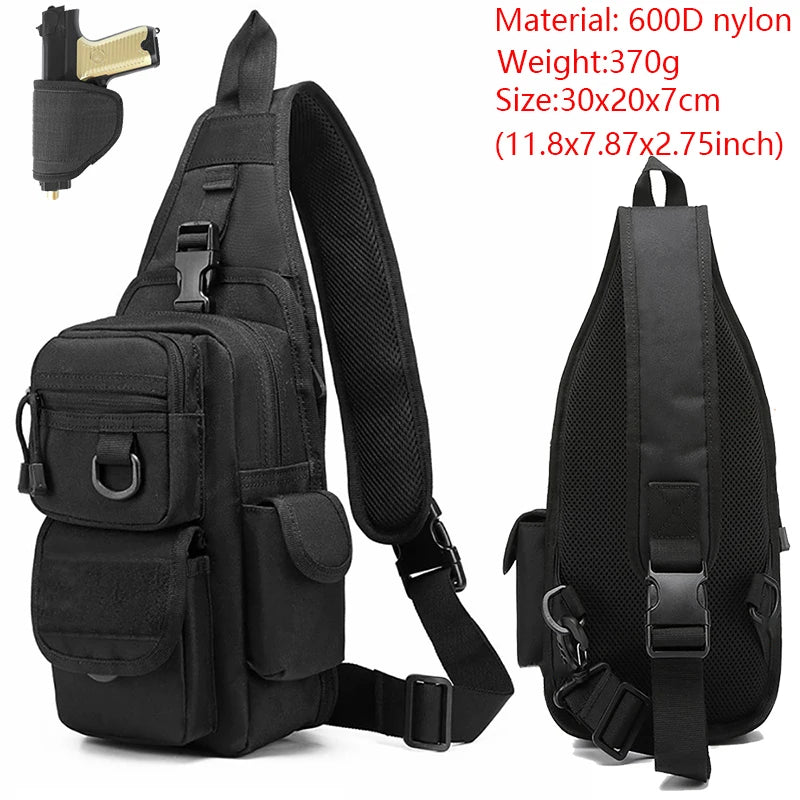 Concealed Carry Bag Tactical Crossbody Sling Backpack Shoulder Gun Holster Bag Chest Pack EDC Pouch Pistol Holster Bag Hunting