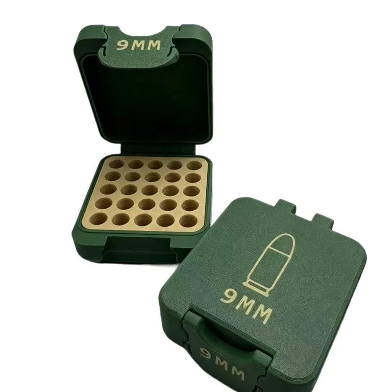 Mini Ammo Storage Box Empty Bullet Case 1Pc Compact Desktop Organizer Collectible Gift For 9mm .22WMR Shooting Enthusiasts