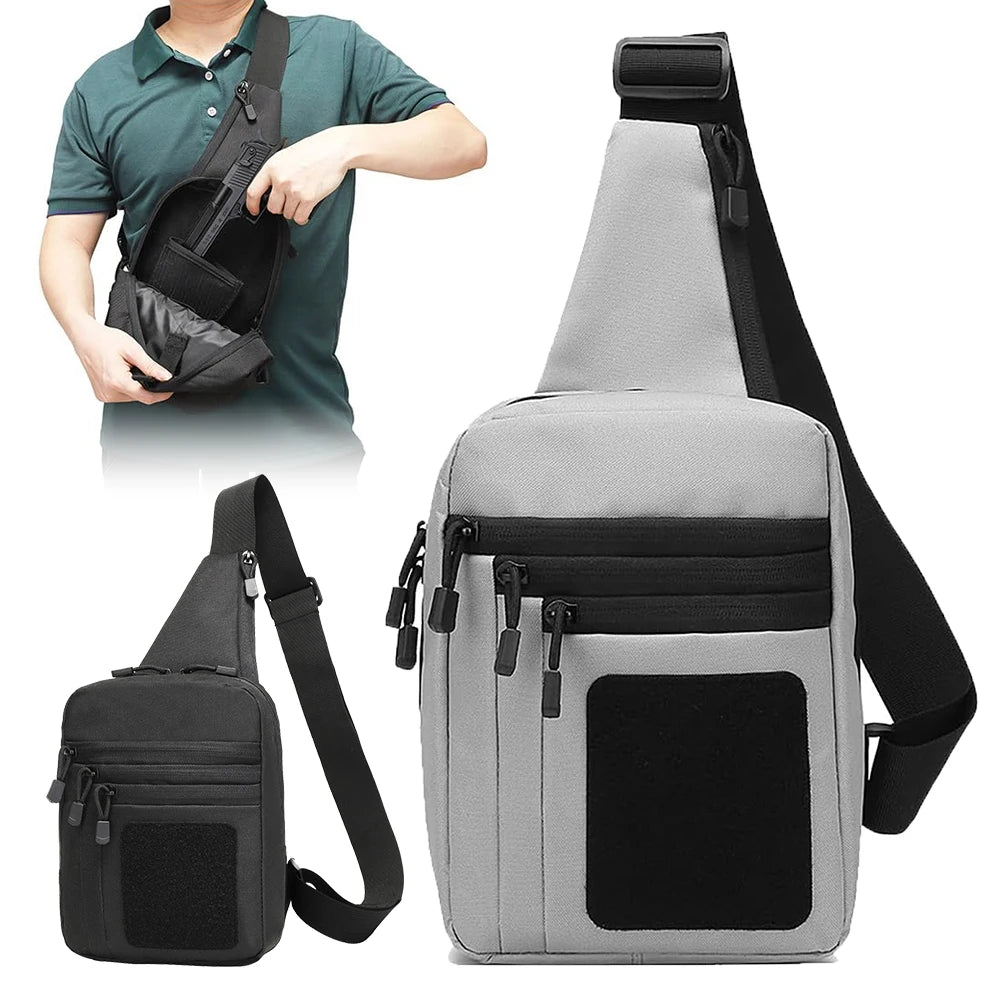 Tactical Chest Bag Sling Shoulder Bag Concealed Carry Gun Bag Crossbody Qiuck Access Pistol Bag EDC Fanny Pack for Hunting Camp