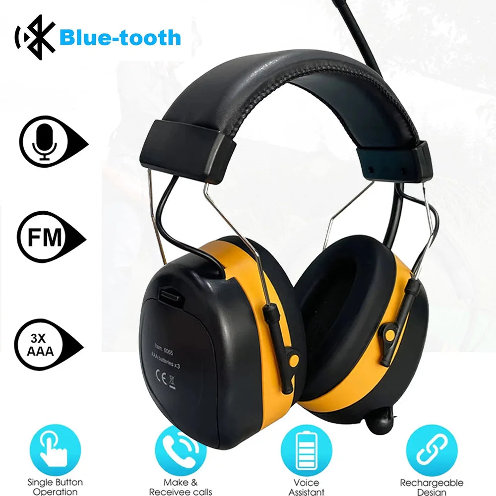 NEW Bluetooth 5.3 Hearing Protection AM FM Radio Headphones 25dB NRR Noise Reduction Safety Earmuffs for Mowing Workshops