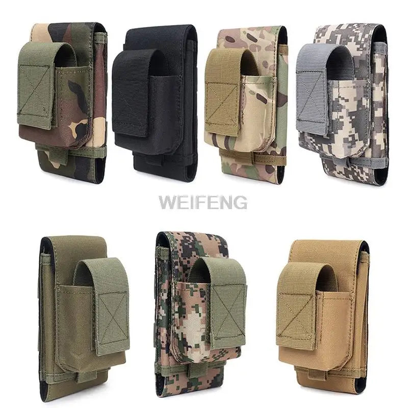 Tactical Molle Phone Pouch with Cigarette Bag 6.5in Smartphone Holder Case Utility EDC Gear Bag Compact Waist Fanny Pack