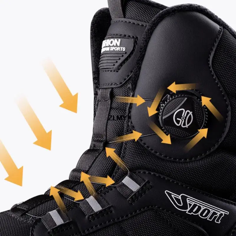 Warm Men's Snow Boots Waterproof Outdoor Winter Snowboots Rotated Button Men High Top Plush Cotton Shoes Man Winter Hiking Shoes