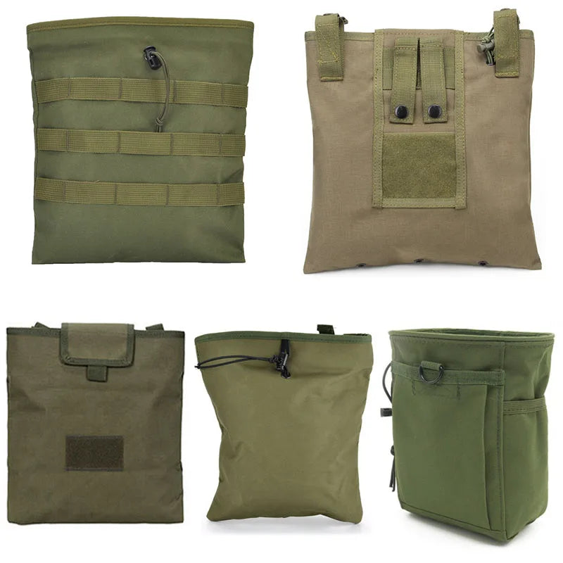 Tactical Molle Folding Magazine Dump Drop Pouch Utility Drawstring Recovery Mag Holster Ammo Bag Hunting Accessories Pouch