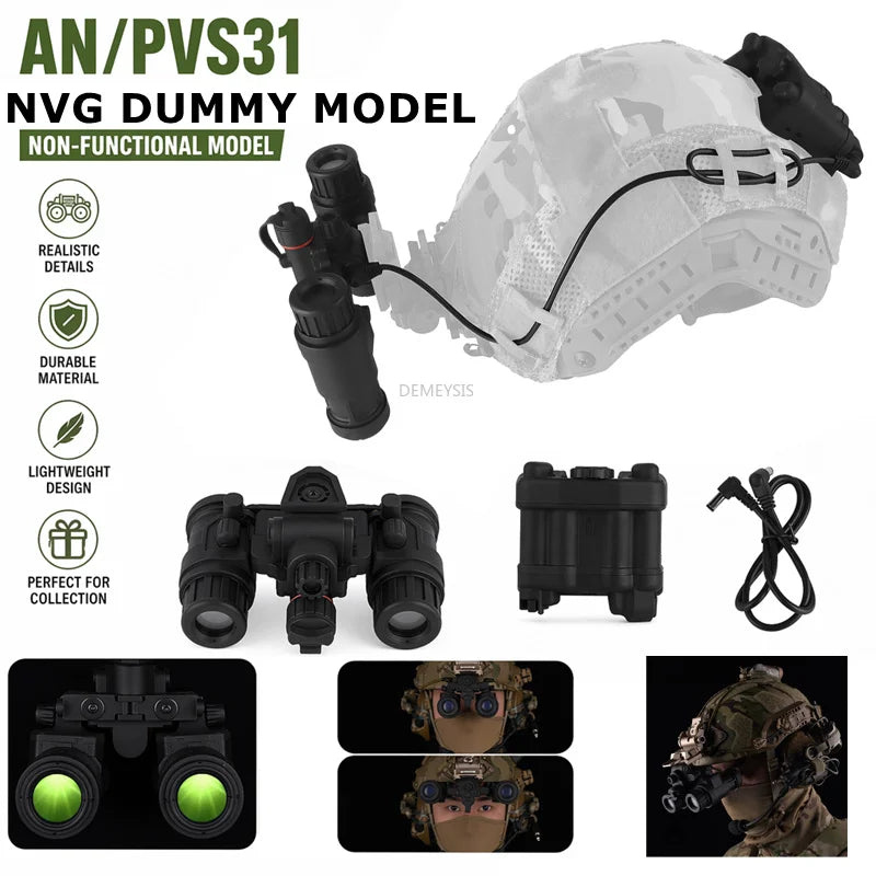 Tactical Helmet NVG AN-PVS31 Dummy Model Dual-Tube Binocular Night Vision Goggles Dummy Props Helmets No Function Model