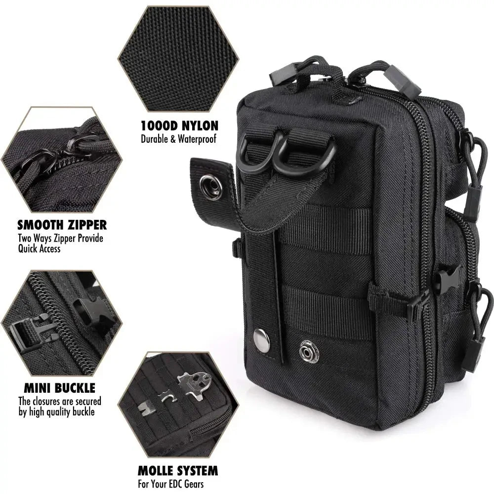 Mini Molle Utility Pouch, EDC Small Tool Pouch for Outdoor Hiking Camping, Phone & Gear Storage Bag
