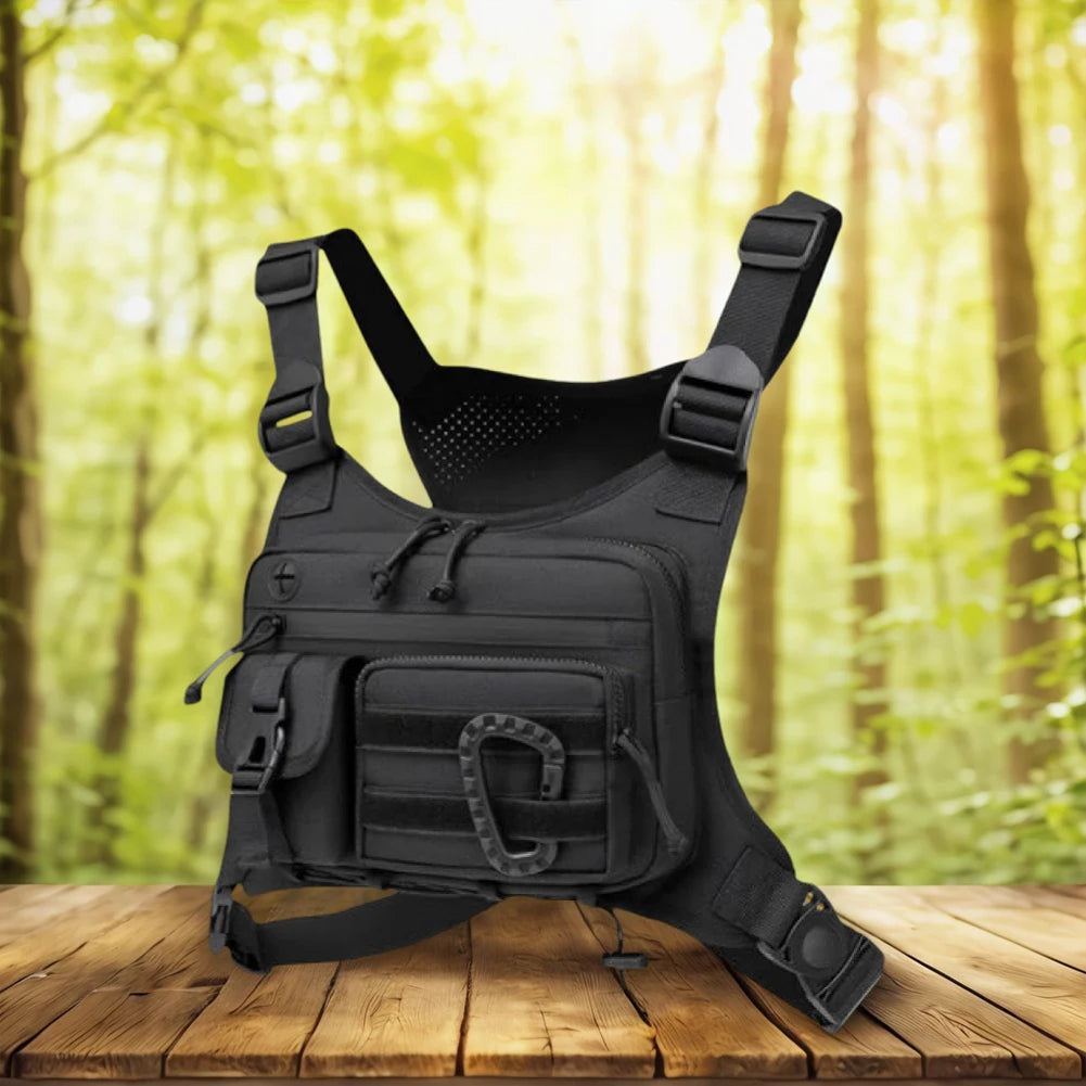 Outdoor Cycling Chest Bag Large Capacity Multifunctional Vest Chest Bag Nylon Hunt Vest Bag Travel Commute Sports Backpack