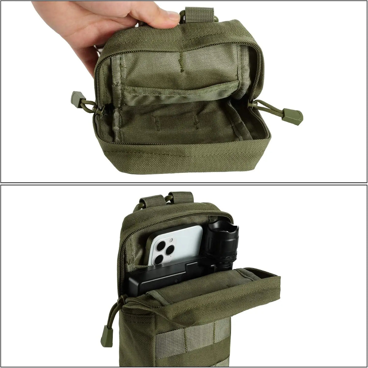 2 Pack Molle Pouches Tactical Compact Water-Resistant EDC Waist Bag Hunting Small Utility Pouch With Grimlock D-ring Buckle