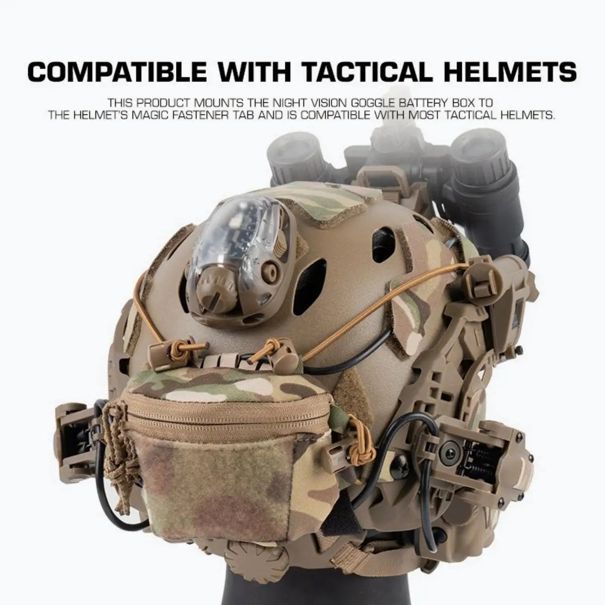 Poseidon Defense SC Helmet Accessories Storage Pouch Cord Routing Hole Compatible With Night Vision NVG Battery Box Camera Light