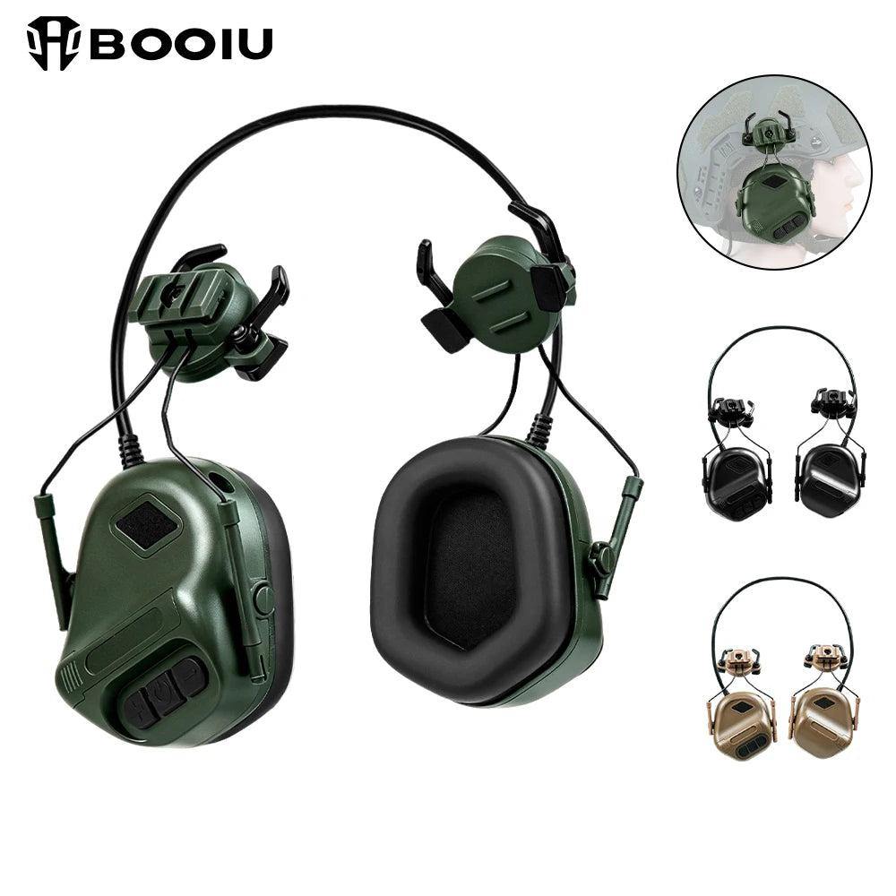 BOOIU Helmet Mounted Bluetooth Tactical Headset ABS Noise Reduction Earphone for Outdoor Sports Adventure Movie Prop